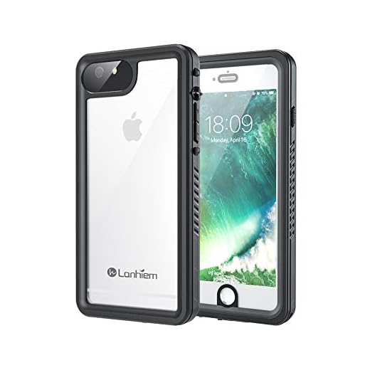 Lanhiem iPhone 6 Plus Case, IP68 Waterproof Dustproof Shockproof Case with Built-in Screen Protector, Full Body Sealed Underwater Protective Clear Cover for iPhone 6 / 6s Plus (5.5 inch, Black)