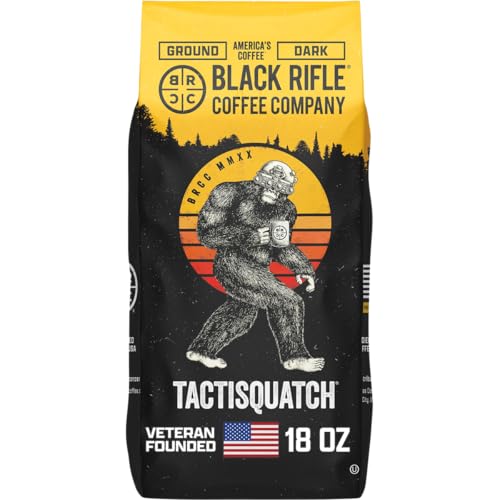 Black Rifle Coffee Company Tactisquatch, 18oz Bag, Ground Coffee Dark Roast - Roasted Blend Made from Arabica Beans - Colombian & Brazilian Beans - Veteran Founded & American Made