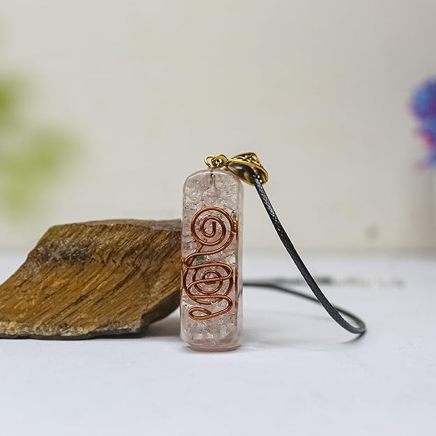 Image of Orgonite Pendant with Power Symbol Handmade Resin Energy Amplifier Necklace