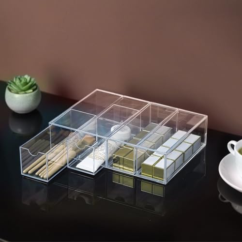 Packool Schutzbrillenhalter, Brillen-Organizer aus Acryl, 4-stufiger Brillenaufbewahrungsspender für den Schreibtisch, transparenter Brillenhalter für Zuhause und Büro