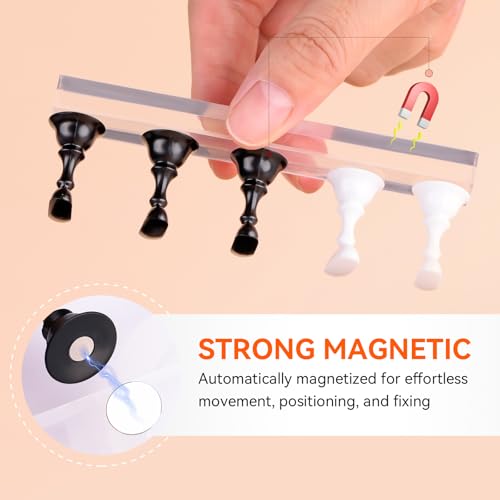 Image of Makartt Press on Nails Stand: Black and White Nail Holder for Painting Nails, Stands for Art Display Practice, Magnetic Fake Holders with 1M Double-Sided Tape DIY Home Salon Use