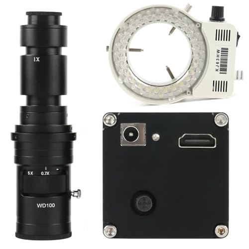 顕微鏡キット 1/2 "HD 1080P HDMI デジタル虫眼鏡電子顕微鏡ビデオ顕微鏡カメラ C マウントカメラ PCB はんだ付け用 顕微鏡レンズアダプター(500x lens with Light)
