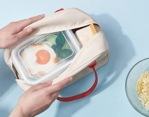 Image of Nibbler Insulated Lunch Bag for Office, School, Men, Women, Tiffin Pouch Bag, Hot & Cold Lunch Box Bags for Boys, and Girls (Cream)