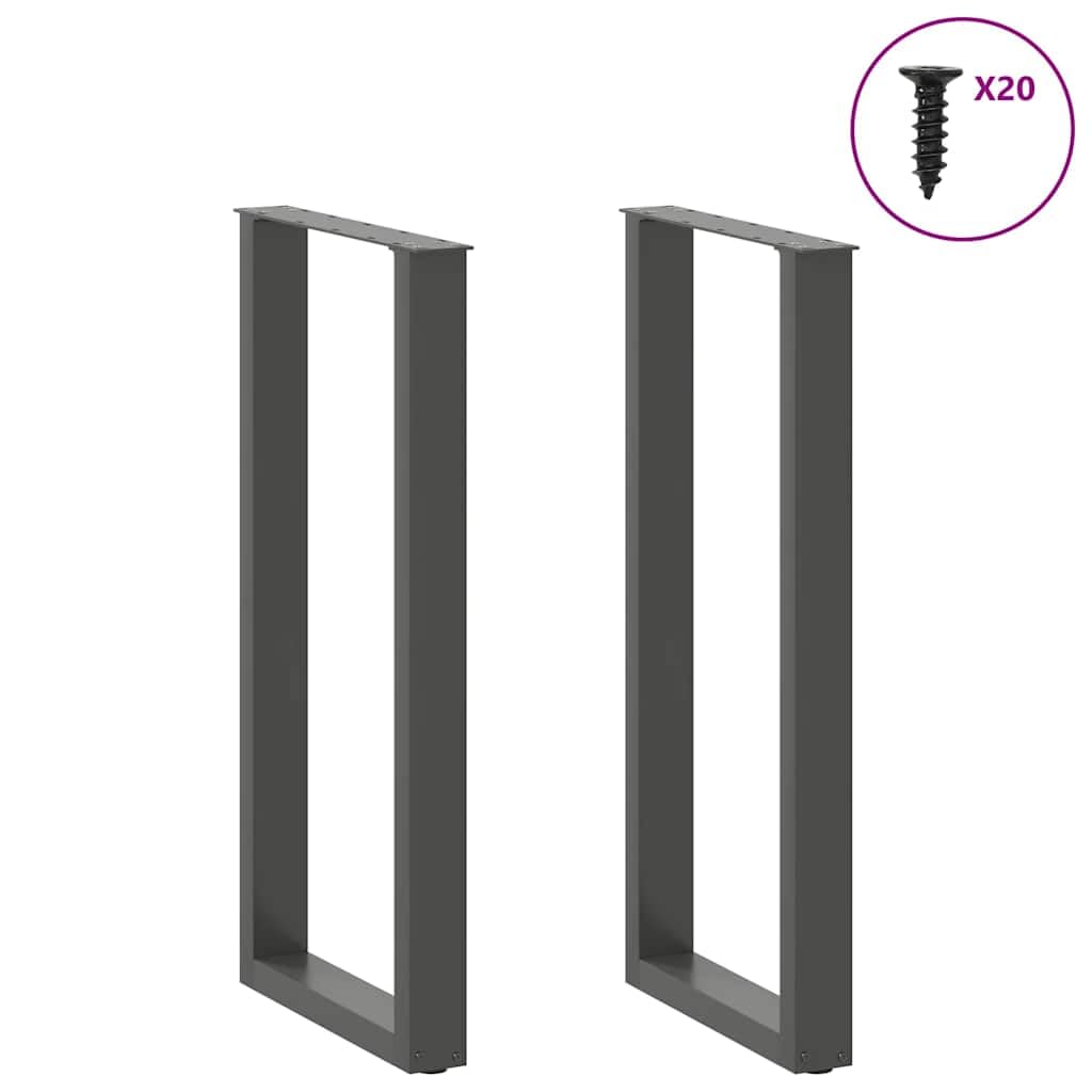 vidaXL Patas para Mesa de Bar en Forma de U (2 Unidades), Antracita, 40 x (100-101) cm, Acero