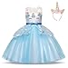 NNJXD Filles Licorne Party Costume Fleur Cosplay Mariage Halloween Fantaisie Princesse Robe + Chapeaux Taille (120) 4-5 Ans 438 Bleu A