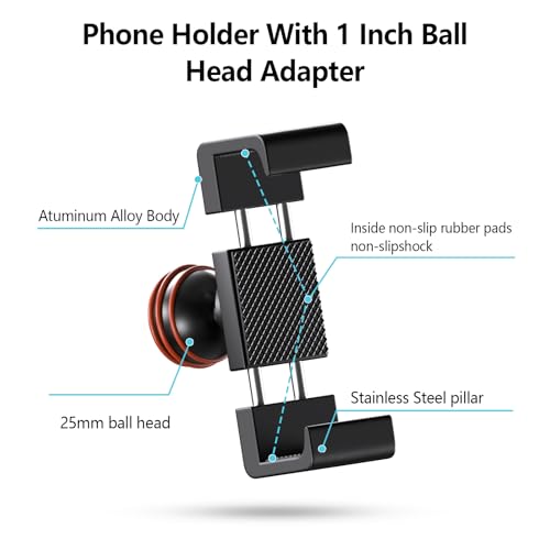 Image of Aluminum Phone Mount with 1 inch Ball Head - Compatible with RAM Mounts B Size | Motorcycle /Bike /UTV Phone Holder for 1.9 inch-3.6 inch Smartphones, Anti-Vibration & Anti-Drop, Durable Alloy Clip