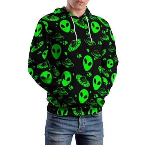 MSOKAZZLES Sweat à capuche pour homme et femme - Décontracté - Tendance - Manches longues - Pull à capuche, Aliens verts, 5X-Large – vue 4
