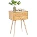 GIANTEX Stolik nocny z 2 szufladami, stolik pomocniczy, szafka nocna z drewna, 40 x 30 x 54 cm, konsola nocna, komoda nocna z czterema nogami, do sypialni, salonu, kolor naturalny