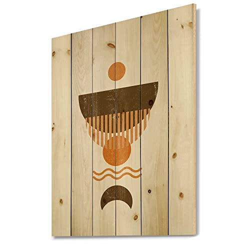 Tableau soleil orange et lune marron pour une déco de salon chaleureuse