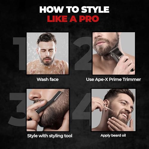 Image of Beardo Italian Beard Combo | Godfather Beard Oil+ Ape-X Prime 3-in-1 Trimmer + Styling Tool | Precision Grooming Kit for Men | Clean Cheek Line, Jawline & Styling Tool - Set of 3