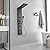 BWE Rainfall Shower Panel Waterfall with Handheld Shower Matte Black 6 IN 1 Stainless Steel Shower Tower Panel System Massage Body Jets with Tub Spout Water Wall Mount
