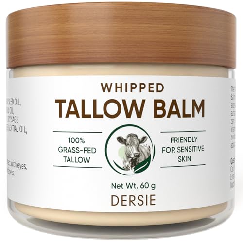 Beef Tallow Face Cream: Beef Tallow Skincare - 100% Grass-Fed Whipped Beef Tallow Balm for Deep Hydration and Soothing