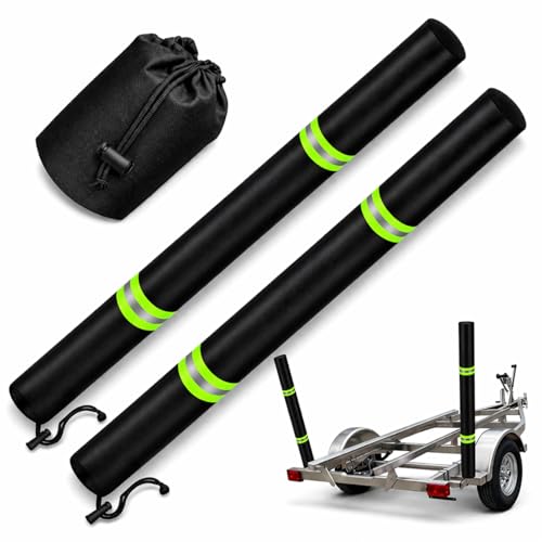 BBTO 2 Pcs 48 Inch Boat Trailer Guide Pole Covers with Reflective Stripe, Heavy Duty Oxford Cloth Marine Boat Trailer Guide Poles Protective Covers for Ski Fishing Sailboat Trailers