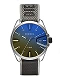 Diesel Orologio MS9 da uomo, Movimento al quarzo a tre lancette con Cinturino in acciaio inossidabile o in pelle, 44 mm, Grigio