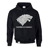 Viele Größen von XS bis 5XL shirtdepartment Hoodie Game of Thrones Winter is Coming Kapuzenpullover Schattenwolf, schwarz-Silber, XL