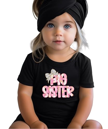 Olive Loves Apple Big Sister Bow Shirt for Infant Toddler and Youth Girls Trendy New Sister Graphic Tee2