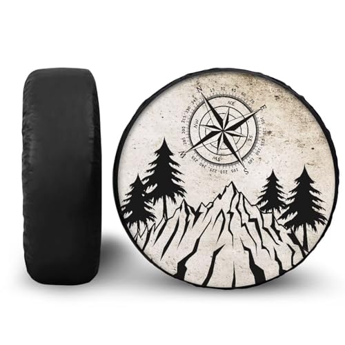 Image of Pensura Art Forest Mountain Print Tire Covers Flexible Wheel Camper Spare Tire Cover Sun Protection Tire Protector Covers Universal Fit for Camper Trailer SUV Truck