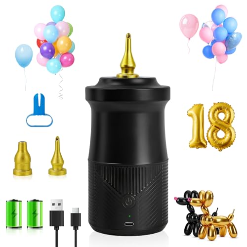 Balloon Pump Electric Rechargeable Cordless Balloon Inflator with Battery &