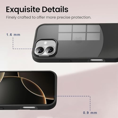 Image of KARWAN️Fusion Edge Leather Transparent Mobile Back Case | Slim Fit | Anti-Fingerprint| Scratch-Resistant | Premium Grip | Shockproof case | Back Cover for iPhone 16 || Black