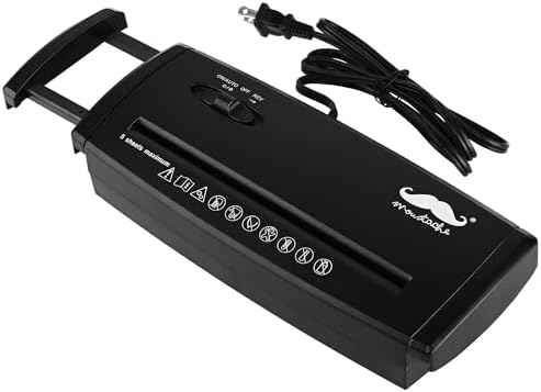 Moustache Professional Strip Cut Paper Shredder Without Wastebasket, Home Office 5-Sheet Strip-Cut Auto Shredder 2.65Gallons