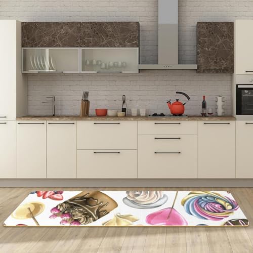 Tapete de cocina de 2 piezas lavable con estampado de rosquillas para pasillo 3
