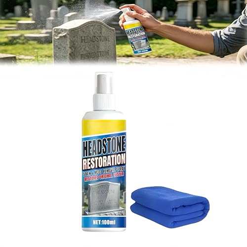 Headstone Restoration and Cleaning Spray 2026 New Headstone Restoration & Cleaning Spray Restoring and Protecting Tombstone Monument Cleaner for Cemetery Memorials Granite Marble (1 Pcs Towel)