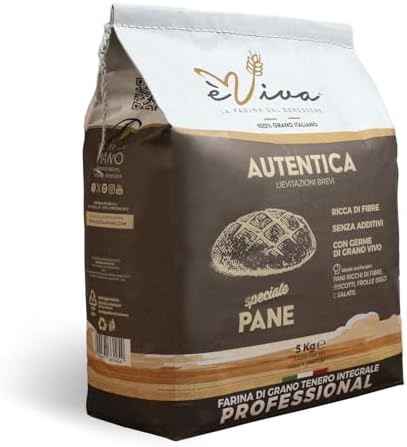 Italian Integrale | Whole Wheat-Wholemeal Flour kg 5 - For Bread, Cookies & Pastry Dough - True Wholemeal – Professional - Additive-Free – èViva