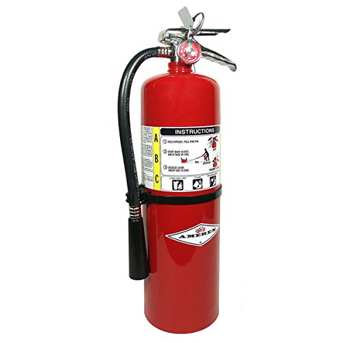 Amerex B456, 10lb ABC Dry Chemical Class A B C Multi-Purpose 10 Pound Fire Extinguisher with Wall Bracket, Mobile Deals Sticker Sign and Blank Inspection Tag