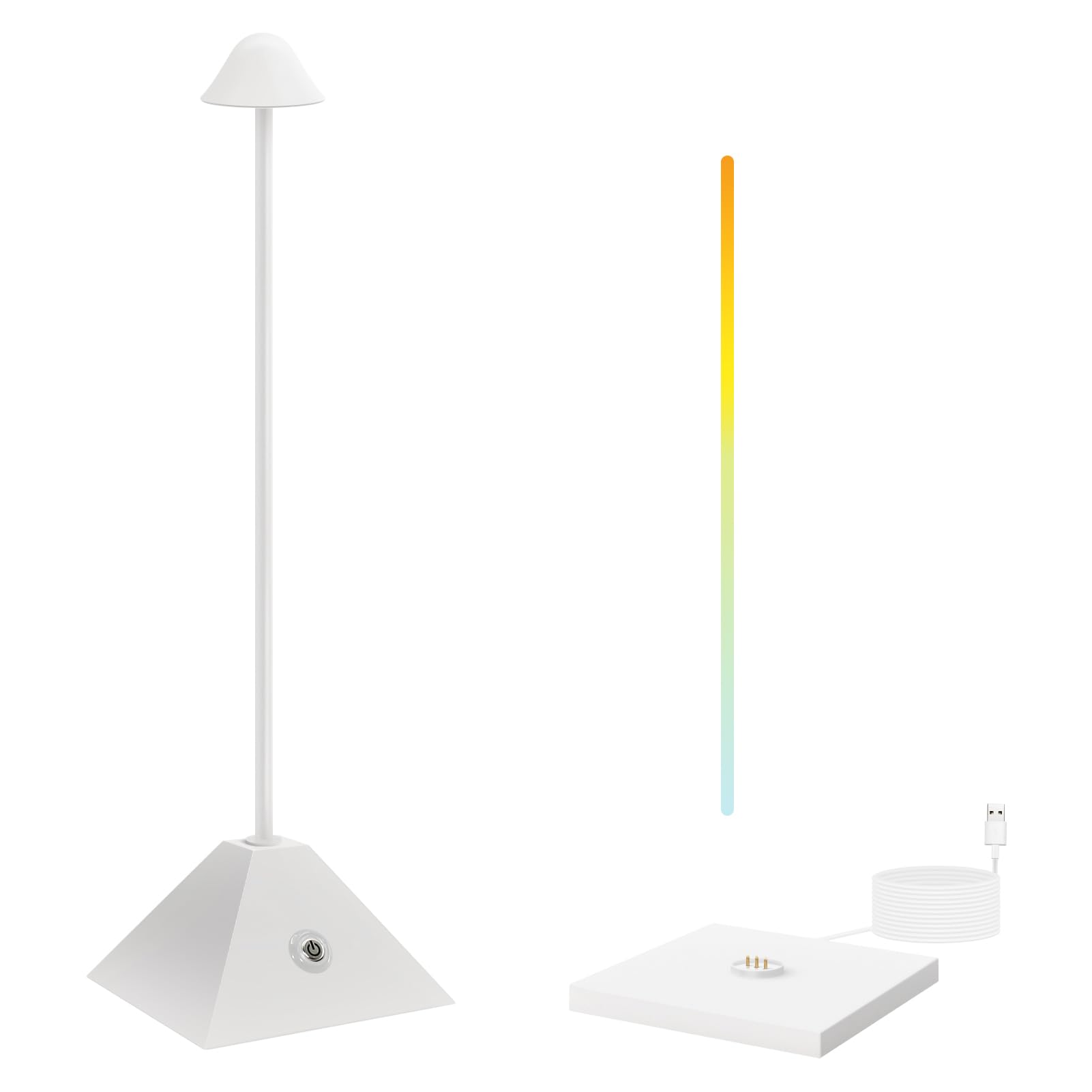 NiceBuy Lampada Da Tavolo Senza Fili Ricaricabile LED Wireless Touch Lampade LED Da Tavolo Ricaricabili USB Con Base Ricarica Per Ristorante Esterno Decorative Ufficio (Bianco)