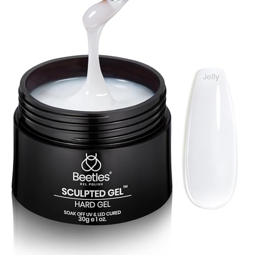 Beetles Hard Gel,Ivory Veil 1 oz 9 in 1 Nail Extension Sculpting Apex Building for Salon Professionals,Jelly White Builder Nails Gel,UV & LED Lamp Needed