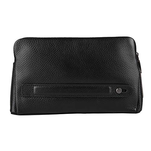 Men ' s Smart Fingerprint Leather Wallet,Black Anti - Theft Wallet, Anti - Theft Handbag with Zipper and Smart Wallet
