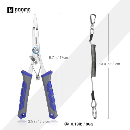 Booms Fishing Pliers Stainless Steel: 6.5" Split Ring Pliers - Braided Line Cutter & Scissors with Lanyard - Fish Hook Remover Tool for Saltwater and Freshwater - Fishing Tools for Angler, XW13 - image 7