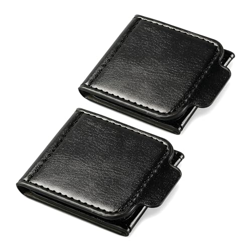 PuffPop Leather Seat Belt Adjuster Clip, 2 Pack Universal Seat Belt Holder, PU Leather Seat Belt Positioner, Seat Belt Stopper Organizer for Cars, SUVs, Pickup Trucks and Most Vehicles