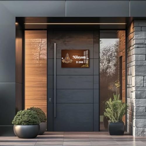Image of Royal Personalized Door Name Plate for Home Entrance 12x8 inch - Ideal for Home, Office, and Outdoor Entrances || Door name plates - Perfect as a Gift (Rectangle E)