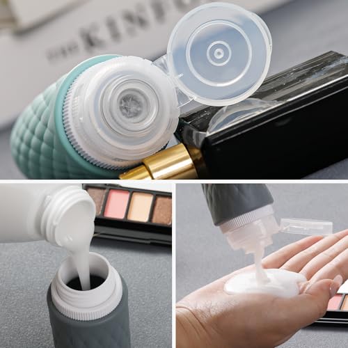 8 Pack Travel Bottles for Toiletries - 3 OZ / 90 ML, | Leak Proof Silicone Containers with Clear Bag, Travel Size Toiletries for Lotions, Creams, Foundation, Shampoo, body wash and More |2