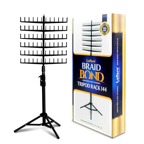 Laflare Standing Braid Hair Organizer 144 Pegs Hair Extension Holder Divider & Display Stand for Hair Braiding Height Adjustable Rack Easy to Assemble