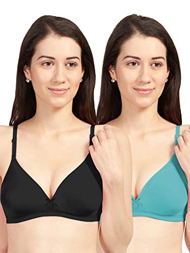 Image of SONARI Omania Womens Non-Padded Cotton Polyester Bras - Solid, Non-Wired, Medium Coverage, Hand Washable (Pack of 2)