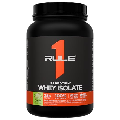 Image of Rule 1 Proteins R1 Protein Whey Isolate, Pistachio Ice Cream, 22 Servings | 25g of Protein from Whey Isolates and Hydrolysate isolates for Workout Recovery and anytime use