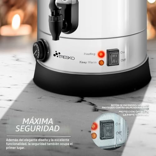 Miniatura 5 de Tresko Dispensador De Bebidas Calientes Y Frías De Acero Inoxidable 20l Acciaio Inox 2500w Hervidor De Vino, Agua Caliente, Té, Café Caldera De Cocción Automática Olla Eléctrica