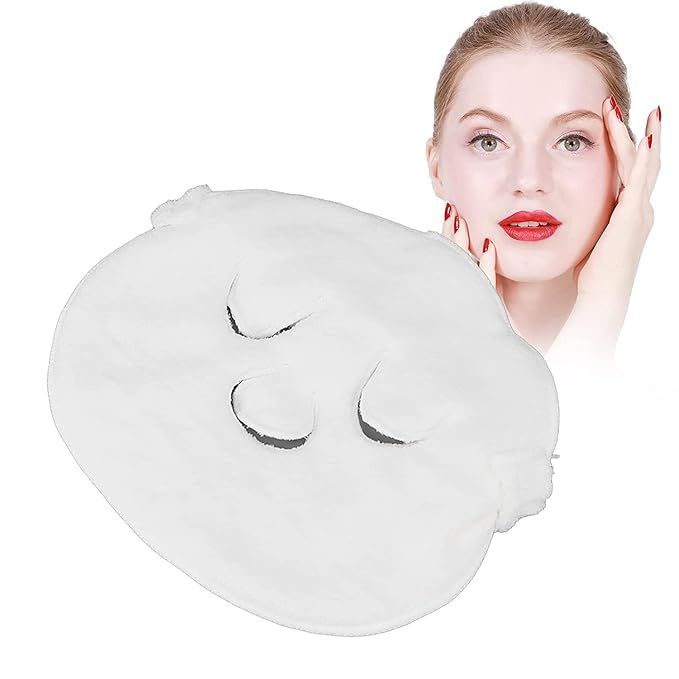 CLICKSWIFT Reusable Face Towel Mask Cold Hot Compress Facial Steamer Towel Mask Moisturizing Beauty Skin Care Spa Towels for Facial Steamer Mask for Women, White Color, 1 PCS