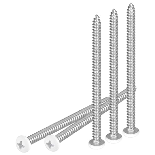DTGN #10x3 White Screws 100Pack - 304 Stainless Steel Pan Head Phillips Sheet Metal Screw Self-Tapping Screw Wood Screws