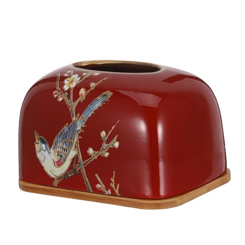 VALICLUD Porta Fazzoletti in Porcellana Decorativo in Ceramica Cinese con Motivo Gazza Copertura Elegante per Scatola di Fazzoletti da Soggiorno Camera e Cucina