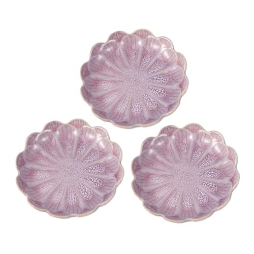 Amosfun 3pcs Ceramic Sunflower Plates Flower Shaped Seasoning Dishes for Soy Sauce Dipping Sauces Condiments Sushi Appetizers Japanese Style Tableware for Home Restaurant Picnic