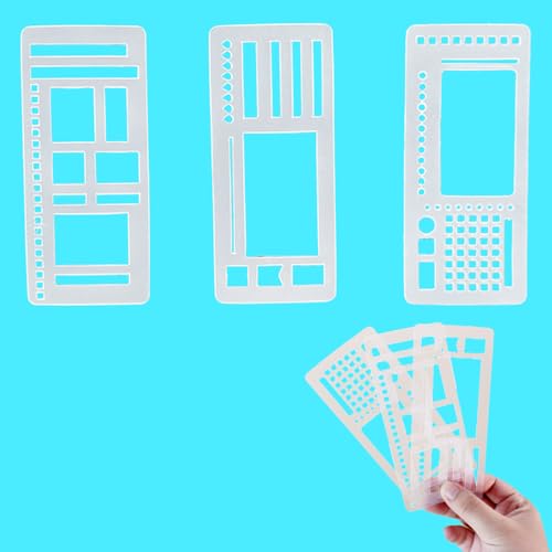 Handmade Flexible Record Template, 3-Pack Stencils Drafting Tools, Planner Stencil Set for Dot Grid Journals, Compatible with Coils Discs and Rings (Set-C)