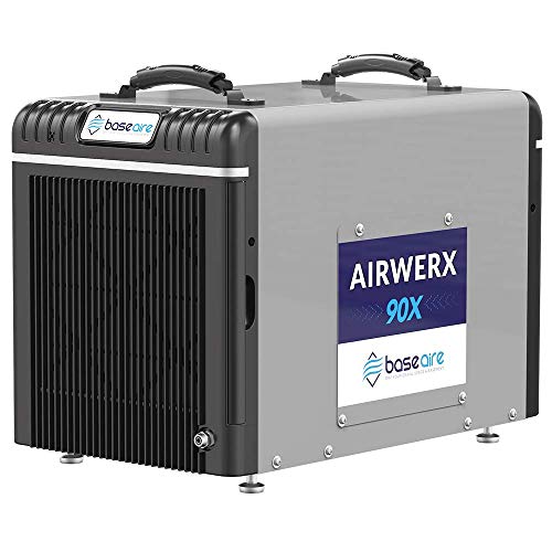 BaseAire Basement Dehumidifier AirWerx90X, Crawl Space Dehumidifier with Pump, Removal 90 Pints/Day at