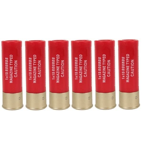 2EAGLE Accesorio Airsoft - Pack de 6 Cartuchos para réplicas de escopetas de Airsoft con rodamientos de Bolas de 6mm - Color: Rojo - Material: plástico de Alta Resistencia