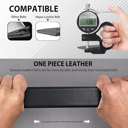 Image of HAYES LONDON Belts for Men Leather Original - Belt for Men Formal with Classic Design, Durable and Italian Reversible Men Belts for All Occasions