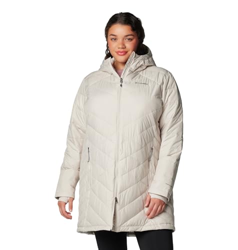 Columbia Womens Heavenly Long Hooded Puffer Jacket, Dark Stone, Medium