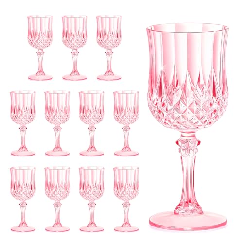Recopilación de Copas de champán tulipán del mes. 43 12PCS Copas de vino de plástico transparente, copas de champán de cristal de estilo vintage, perfectas para bodas, fiestas y grandes eventos(Rosa claro)