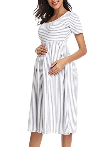 Bbhoping Women’S Casual Striped Maternity Dress Short&3/4 Sleeve Knee Length Pregnancy Clothes For Baby Shower thumb #1